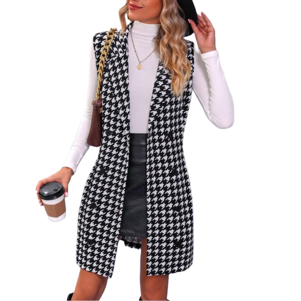 SHEIN Black and White Houndstooth Dress